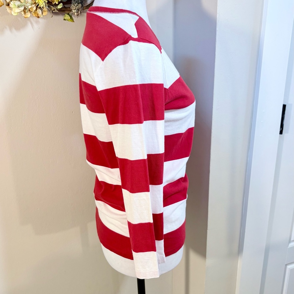 Ralph Lauren Red and White Striped 3/4 length Sleeve Tee - Picture 4 of 9